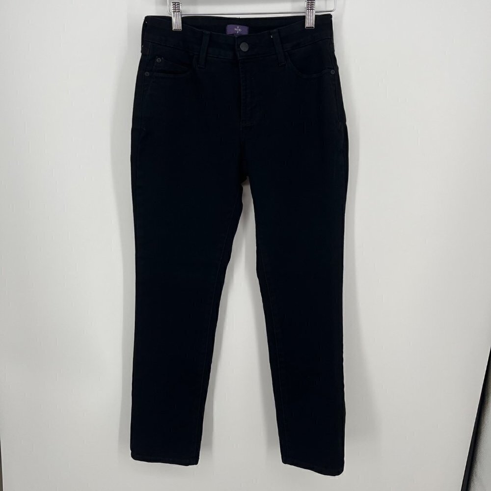 NYDJ Womens Skinny Jean Legging Size 2 Petite Black Denim Casual Lift Tuck USA
